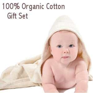  Organic Hooded Towel and Washcloth Gift Set Baby