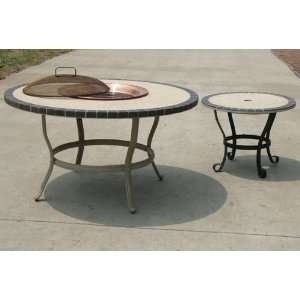   Stone Art 42 Inch Conversation Table and Copper Fire Pit Set