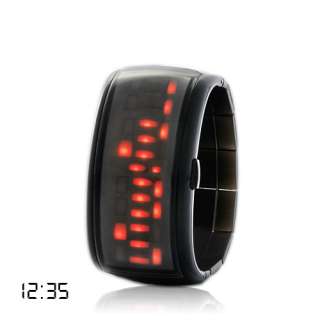 Anno Domini Japanese Style Red LED Watch Bracelet Black Retractible 