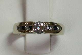 14K Bezel Set Sapphire and Diamond Engagement Ring  