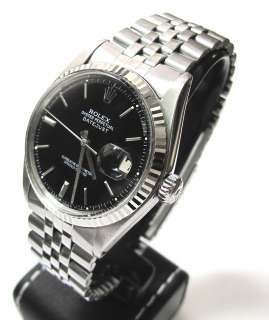 Rolex Oyster Perpetual Datejust 1601, Black Dial, SS Band  