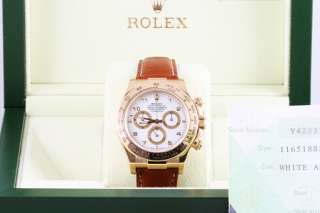 Mens Rolex 18K Yellow Gold Leather Band Daytona 116518  