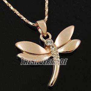 18K Rose Gold Plated Dragonfly Charm Necklace 11337  