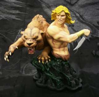 This is a comic statue mini bust of KaZar and his saber tooth tiger 