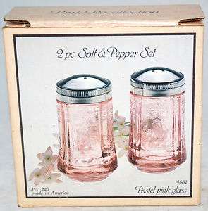 Indiana Glass Pink Madrid Salt Pepper Set MIB FREE SHIP  