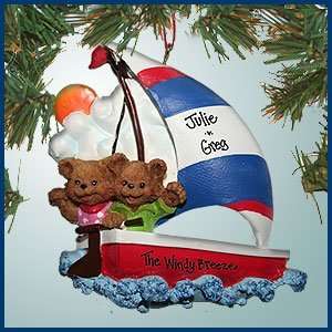 Personalized Christmas Ornaments   Sailing Bear Couple   Personalized 