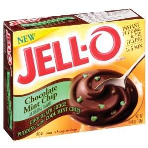 Jell O Pudding & Pie Filling Instant Chocolate Mint Chip   24 Pack 