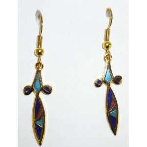  Blue Cloisonne Spear Pierced Earrings Jewelry