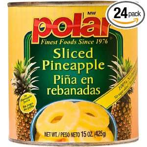 MW Polar Natural Juice, Sliced Pineapple, 15 Ounce Cans (Pack of 24 