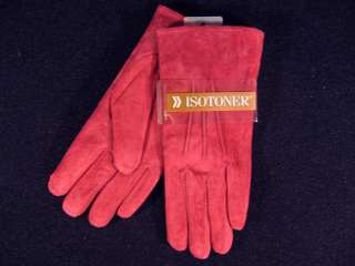 Isotoner Fleece Lined Suede Winter Gloves Cranberry Dusty Red M L XL 