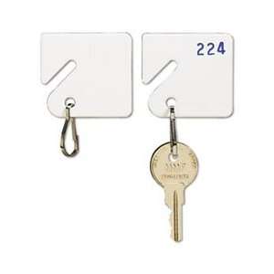  Slotted Rack Key Tags, Plastic, 1 1/2 x 1 1/2, White, 20 