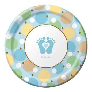 Tiny Toes Blue Baby Shower 9 inch Plates 