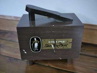 Vintage 50s Wood Grain ESQUIRE Shoe Polish Care Chest Box Stand  