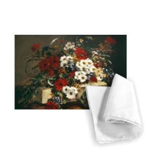  Poppies and Daisies (oil on canvas) by   Tea Towel 100% 