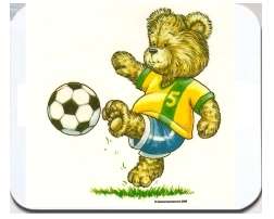 NEW MOUSE PAD Teddy bear playing soccer sports k232  