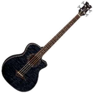   QUILTED ASH TRANS BLACK ACOUSTIC ELECTRIC BASS GUITAR Musical