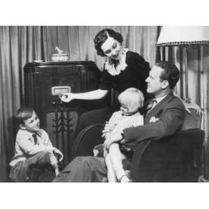  Parents and Children Listening To Radio Set Photographic 