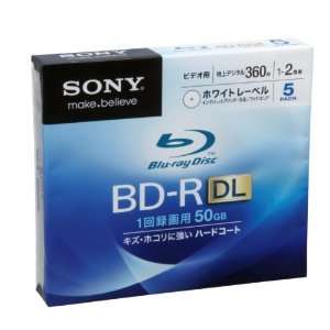  Sony Blu ray Disc BD R 50GB 2x Printable (5 Pack)  Japan 