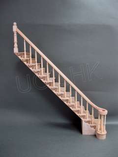   wood carved left staight staircase (Self assembled) for doll house