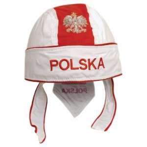  Polish Apparel Red & White Bandana   Skull Hat, Silver 