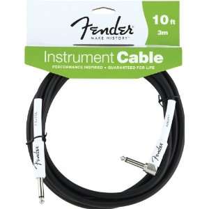  Fender Right Angle Instrument Cable Black 10 feet 