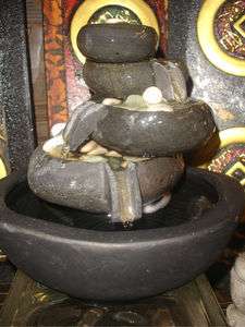 Meditating tiered bowl Tabletop Fountain caste stone Garden Statue 