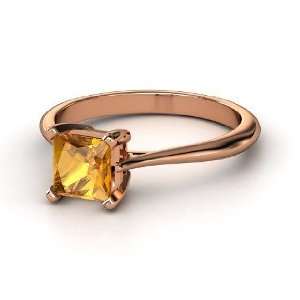   Princess Solitaire, Princess Citrine 14K Rose Gold Ring Jewelry