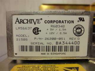 ARCHIVE 2150S SCSI TAPE DRIVE 150/250MB LR56637  