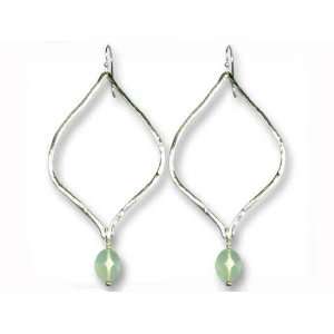   Silver Large Leaf Earrings with Semi Precious Stone Efy Tal Jewelry