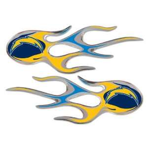  NFL San Diego Chargers Sticker   Set of 2 Flame *SALE 