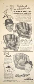 1958 Mickey Mantle & Stan Musial Rawlings Baseball Ad  
