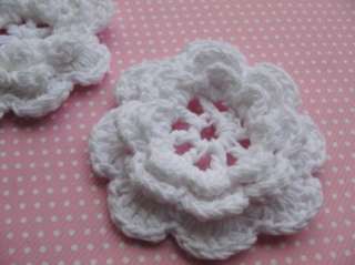 10 Large Crochet Cotton Flower 2 1/2 Trim  White  