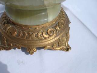 Brass & Onyx Table Lamp Stand Faux Oil Lamp Shabby Chic  