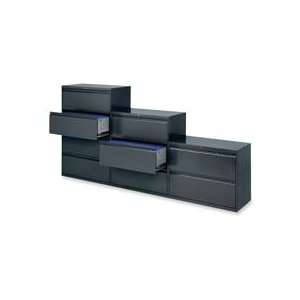 Lateral file features full width radius style pull handles for easy 