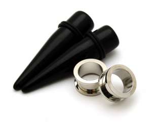 Steel Plugs and Black Tapers Set tunnels gauges Pick Sz  