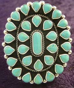 TAXCO MEXICAN STERLING SILVER TURQUOISE ADJUSTABLE RING MEXICO  
