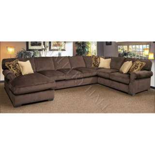 Tan Sectional With Chaise & Chair Solid Hardwood  