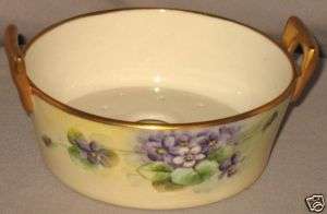 VINTAGE HP BUFFALO CHINA BUTTER TUB INSERT FLORAL GOLD  
