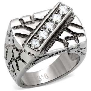  Mens Stainless Steel Strip CZ Nugget Ring SZ 13 Jewelry