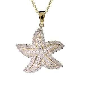   Gold Vermeil Pave CZ Starfish Pendant Eves Addiction Jewelry