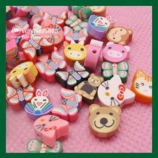 500 X 10mm Animal mixed fimo Polymer Clay Spacer Beads  
