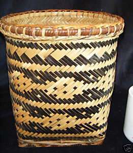 Rare Old Palawan Bamboo Rattan Basket Philipines  