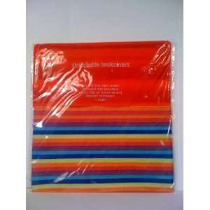  Fabric Stretchable Book Cover Colorful Stripe Print (Can Fit Books 
