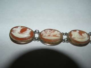   .800 SILVER SHELL CAMEO BRACELET 7 DIFFERENT SCENES 7.5 LONG  