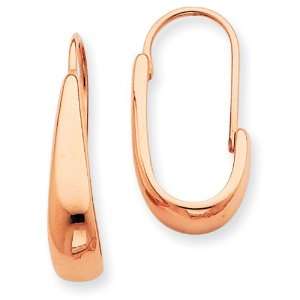  14k Rose Gold Polished Tapered J Hoop Wire Earrings West 