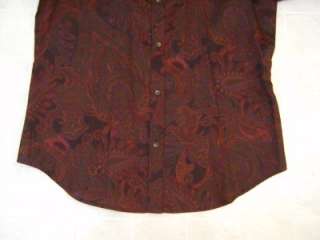 Womens Puffed Sleeve Shirt M 8 RALPH LAUREN Button Dress Floral Brown 