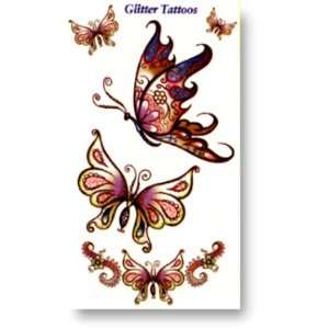  Glitter Butterfly Temporary Tattoos 
