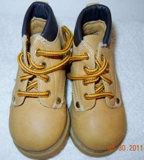   Lil People Movers Construction Work Boots Size 3M Tan & Brown Leather