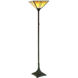 Estate Collection Mission Tiffany Style Glass Shade Torchiere Floor 