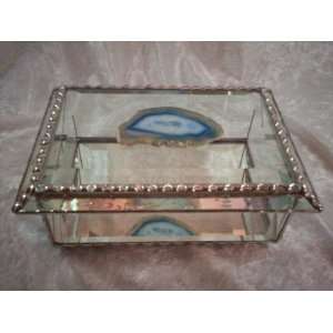 Jewelry Box   All Bevel Tiffany Still Stained Glass Art Jewelry Box Is 
